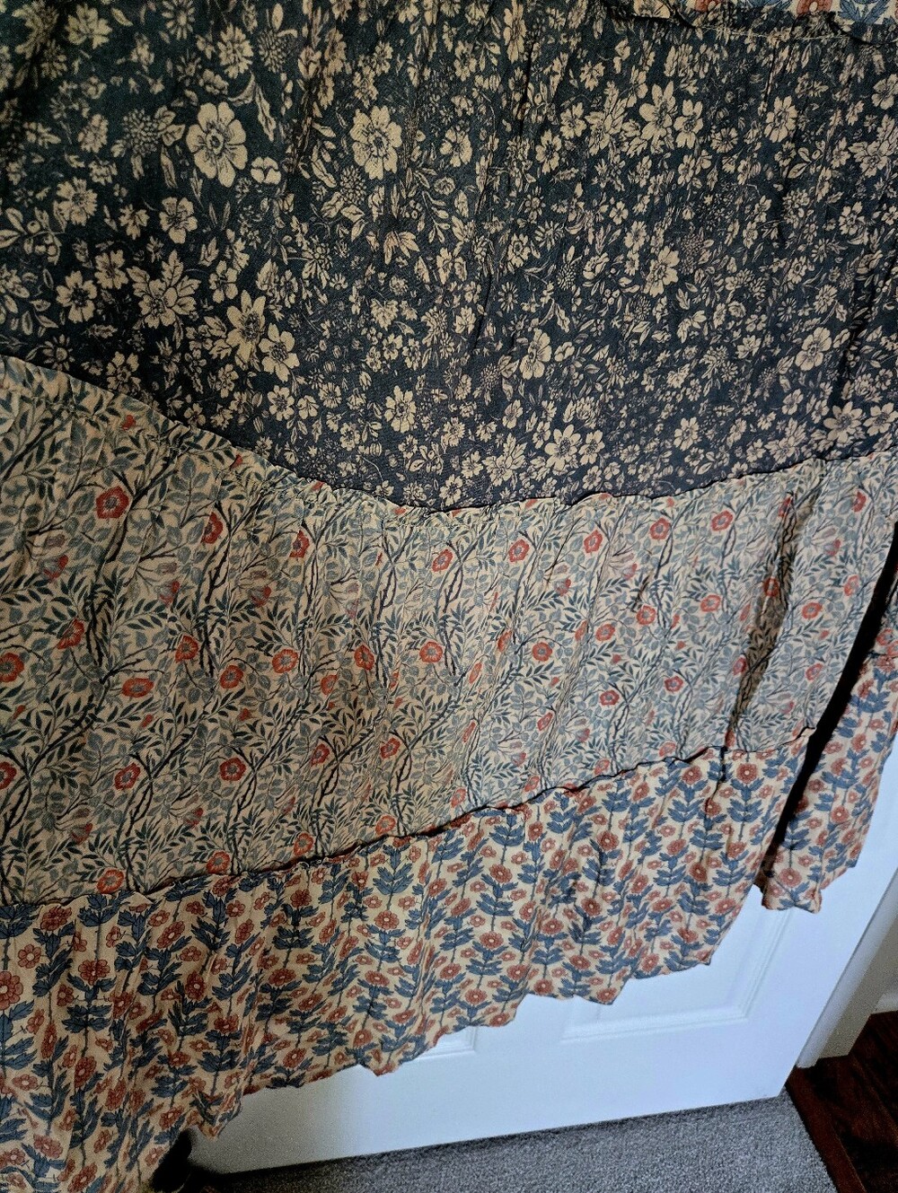Bohemian Floral Tiered Maxi Dress - Beige & Blue..Natural LIFE..NWT - Picture 11 of 13